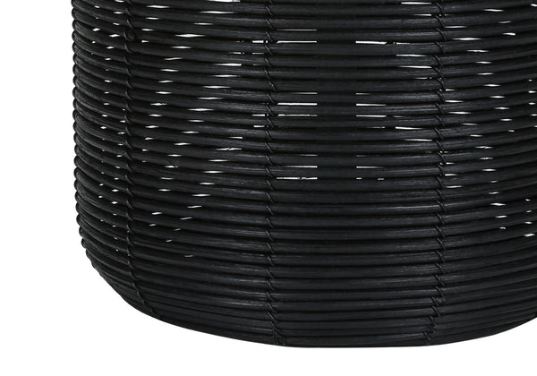 English Elm Lighting, 22.5" Modern Black Rattan Table Lamp With Ivory Shade - Stylish Home Decor Accent Piece B2710P220150