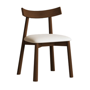 English Elm Set of 2 Armless Wood Dining Chairs Leather Cushioned Ergonomic Curved Back Dark Walnut W2700P388273