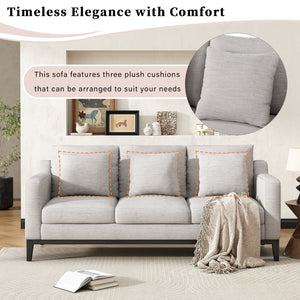 English Elm Mirod Three Seat Sofa Birch Legs Pocket Spring Support Contemporary Living Room Grey N760P243326E