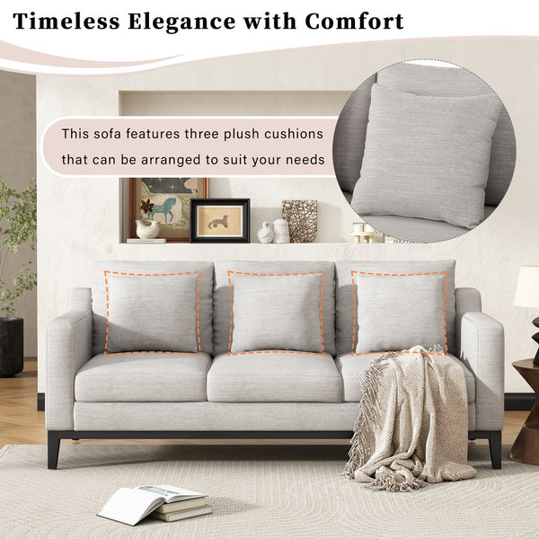 English Elm Mirod Three Seat Sofa Birch Legs Pocket Spring Support Contemporary Living Room Grey N760P243326E