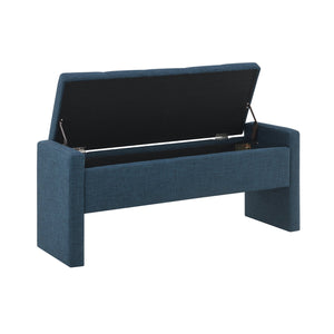 English Elm Modern Linen Upholstered Storage Bench Tufted Seat Organizer for Bedroom Entryway Navy Blue W2671P429583