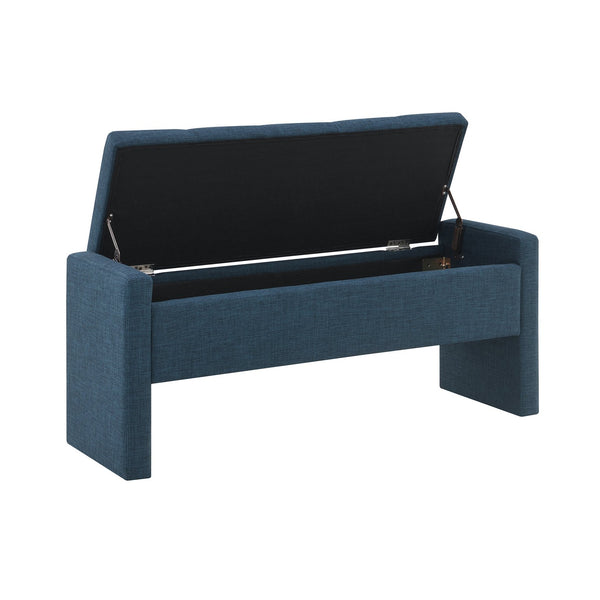 English Elm Modern Linen Upholstered Storage Bench Tufted Seat Organizer for Bedroom Entryway Navy Blue W2671P429583