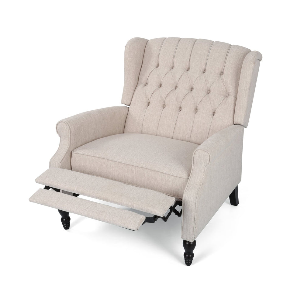 English Elm Christopher Knight Home® - Push Back Recliner Chair with Nailhead Trim and Tufted Wingback, Oversized Pushback Lounge Comfort Beige 64257.00BGE