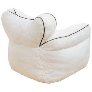 English Elm Bean Bag Chair Faux Fur Heart Shaped Backrest Foam Lounge Seat for Bedroom White W2510P465457