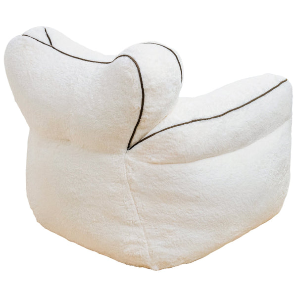 English Elm Bean Bag Chair Faux Fur Heart Shaped Backrest Foam Lounge Seat for Bedroom White W2510P465457