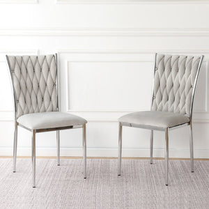 English Elm Modern Velvet Upholstered Dining Chairs Set of 2 with Electroplated Legs for Kitchen Light Gray W210P301594