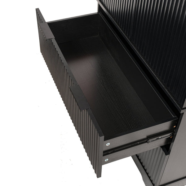 English Elm 72" Modern Fluted Pantry Cabinet with 2 Large Silent Drawers, 8-Door Spice Rack & Adjustable Shelf Organizer Black W2917P294988