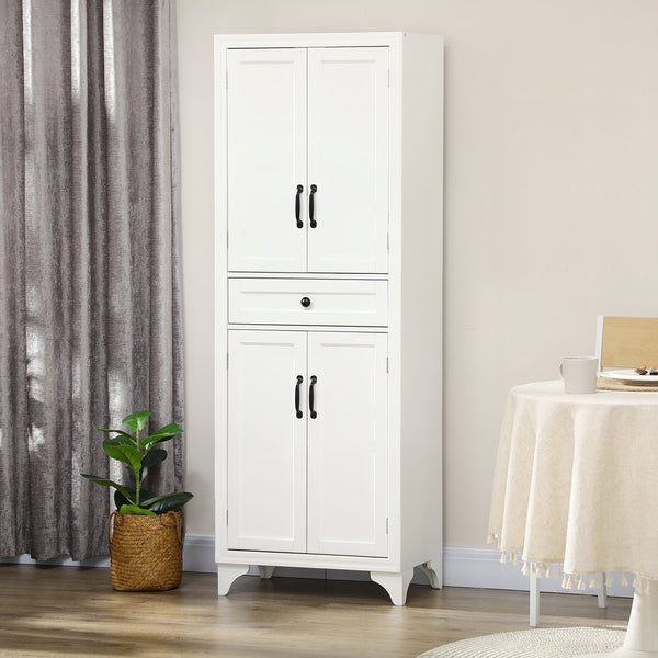 English Elm Homcom 67" Tall Freestanding Kitchen Pantry Cabinet With Adjustable Shelves & Drawer For Organized Storage W2225P229569