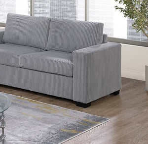English Elm Elegant Wide-Welt Corduroy 2-Piece Sofa Set with Console Charging Station, Cup Holders, Loveseat Light Gray 33 L x 23 W x 36 H B011S01743