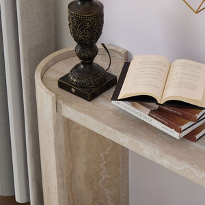 English Elm 53.15 Inch Faux Marble Console Table Slim Mdf Sofa Entry Hallway Modern Decor W2582P427846