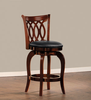 English Elm Comfortable Swivel Counter Height Chair - Dark Cherry Faux Leather, Solid Wood Frame For Stylish Seating B011P238918