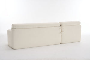 English Elm LY-022 Antique White Convertible Chaise Sectional Sofa — Chesterfield-Inspired L-Shape, No-Assembly, 30D High-Density Comfort W2231S00024