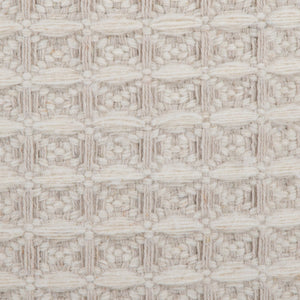 English Elm Wood Lidded Storage Ottoman Handwoven Wool Artisan Texture for Bohemian Living Spaces Ivory B202P471522