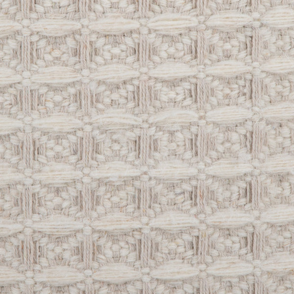 English Elm Wood Lidded Storage Ottoman Handwoven Wool Artisan Texture for Bohemian Living Spaces Ivory B202P471522