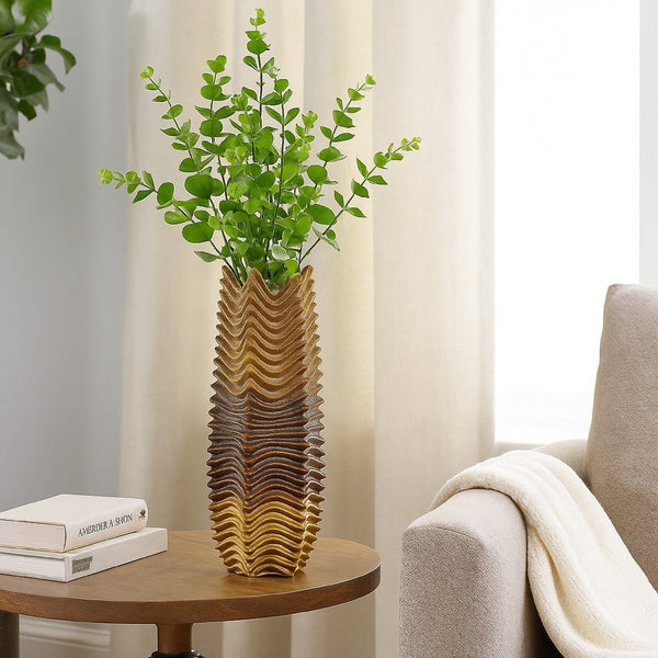 English Elm Decorative Tall Ceramic Vase Earthy Glazed Texture for Modern Transitional Shelves B056P417009