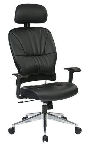 OSP Home Furnishings Black Bonded Leather Executive Office Chair with Lumbar Support and Pneumatic Height Adjust 32-E33P918PHL