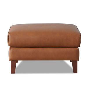 English Elm Maui Brown Leather Ottoman with Top-Grain Seating, Pocket Coil Comfort, Kiln-Dried Wood Frame B2705P211703