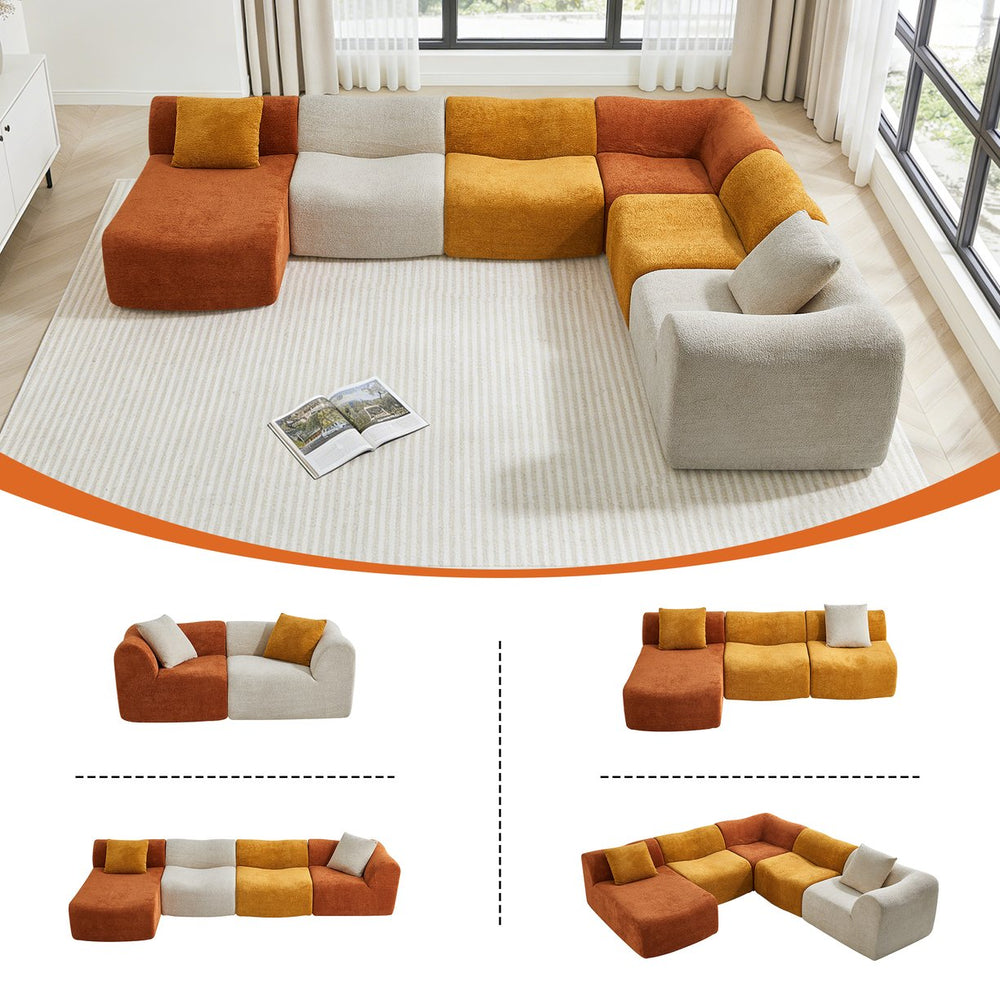 English Elm Modular Teddy Fleece Cloud Sectional Legless Sofa for Living Room Apartment W1765S00128