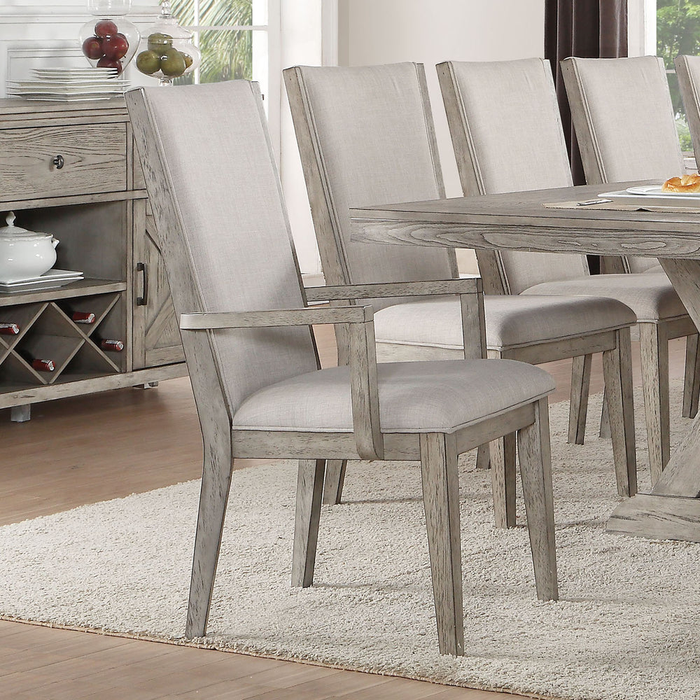 English Elm Grey Modern Padded Side Chairs Set Of 2 - Stylish Upholstered Seating With Grey Oak Accents B062P209278