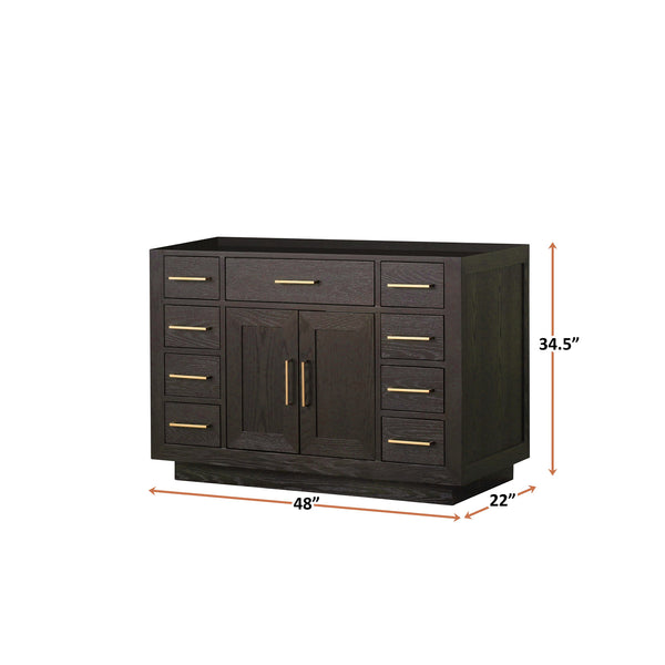English Elm Brown Oak Midcentury Single Bath Vanity 48" Wide x 22" Deep - Soft Close, Fully Assembled, Storage B2731P257690