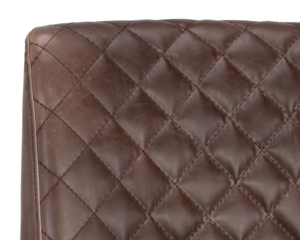 Sunpan LEIGHLAND DINING CHAIR - Timeless Tufted Elegance with Antique Brass Frame for Sophisticated Spaces Brown 104911
