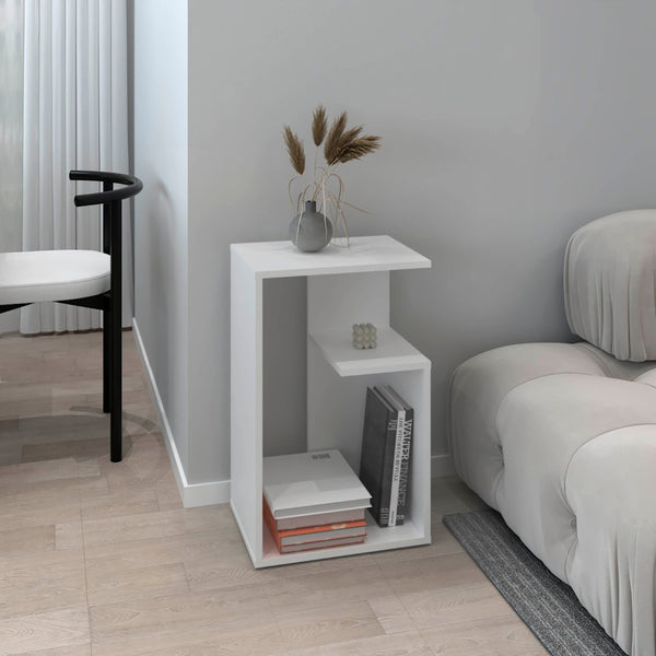 English Elm Side Table 25" H With 2 Shelves - Modern Compact Design For Small Spaces, Stylish & Eco-Friendly B097P296860-GIGA