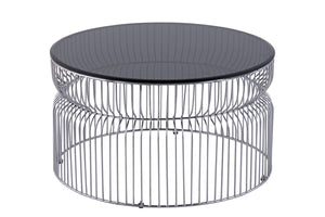 English Elm CT901 Modern round 30" coffee table with tinted tempered glass top and open metal frame for style and durability Chrome B009P306194