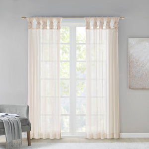 Madison Park Ceres Transitional Twisted Tab Voile Sheer Window Pair MP40-7371 Ivory