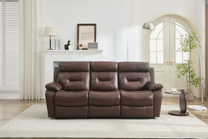 English Elm Genuine Top-grain Leather Manual Reclining Sofa with Tufted Back for Living Rooms W1896S00010