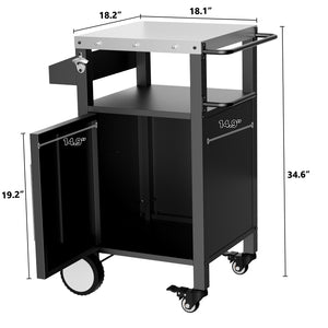 English Elm Outdoor Rolling Bbq Grill Station with Stainless Steel Top Cabinet and Tool Storage W3190P271486