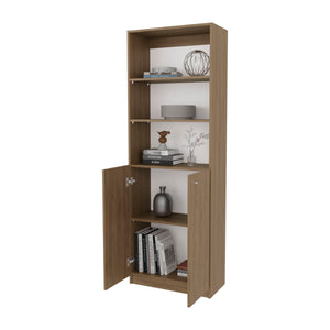 English Elm Beyerville Modern Bookcase 71" H with Open Shelves & 2 Doors, Scratch-Resistant Dark Brown Finish B128P314795