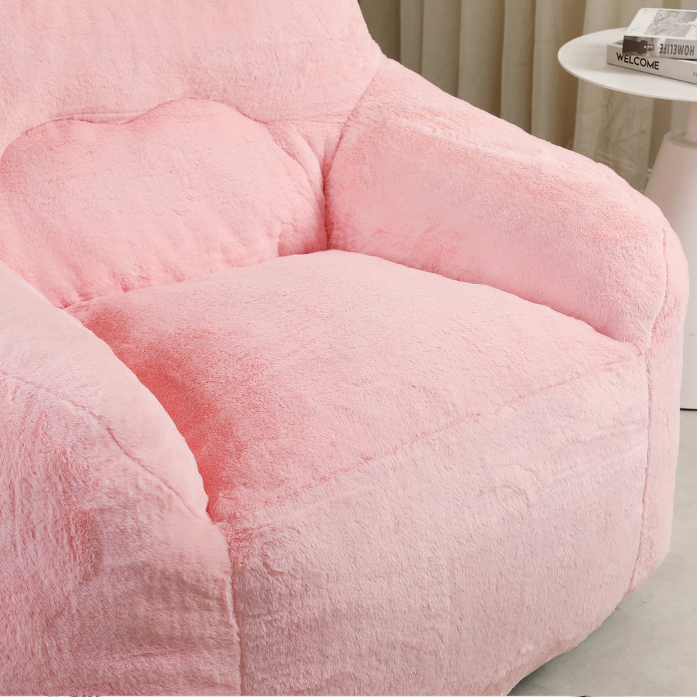 English Elm Bean Bag Chair - Plush Faux-Fur Sofa With Armrests, High-Density Foam, Easy Care, Ideal For Relaxing W2200P313804
