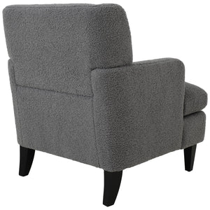 English Elm Christopher Knight Home® - Upholstered Teddy Fleece Armchair with Tufted Back, Contemporary Cozy Accent Seat for Living Room DARK GREY N763P193158R