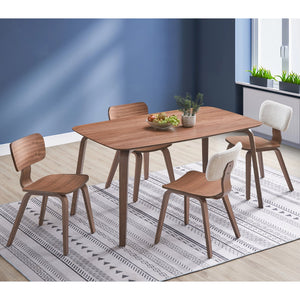 English Elm White Boucle Walnut Side Chair Set of 2 — Curved Tapered Wood Legs, Upholstered Back for Comfort & Style B062P209233