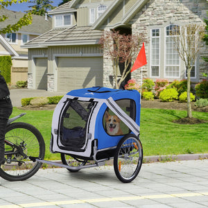 English Elm Aosom Pet Bike Trailer Oxford Steel Frame Mesh Ventilation Off-road Dog Cargo Cart W2225P217964