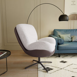 English Elm Christopher Knight Home® - 360° Swivel Office Chair Chenille and Faux Leather Accent with Metal Base, Ergonomic Plush Seating for Home and Office Brown+White N817P205024W