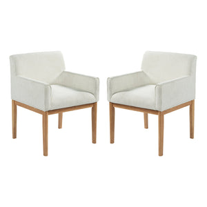 English Elm Modern Upholstered Arm Dining Chair Set Rubberwood Legs Foam Padded High Back Beige,Natural N768P396376N