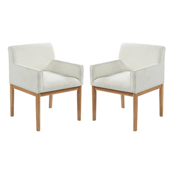 English Elm Modern Upholstered Arm Dining Chair Set Rubberwood Legs Foam Padded High Back Beige,Natural N768P396376N