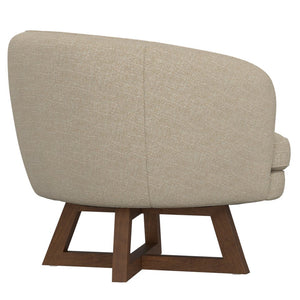 English Elm Swivel Barrel Accent Chair with X Base Foam Seat Neutral Beige Living Room Lounge B2709P496282