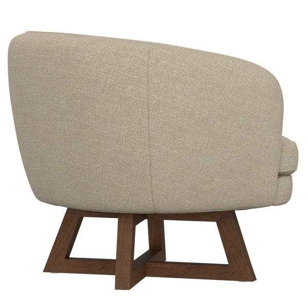 English Elm Swivel Barrel Accent Chair with X Base Foam Seat Neutral Beige Living Room Lounge B2709P496282