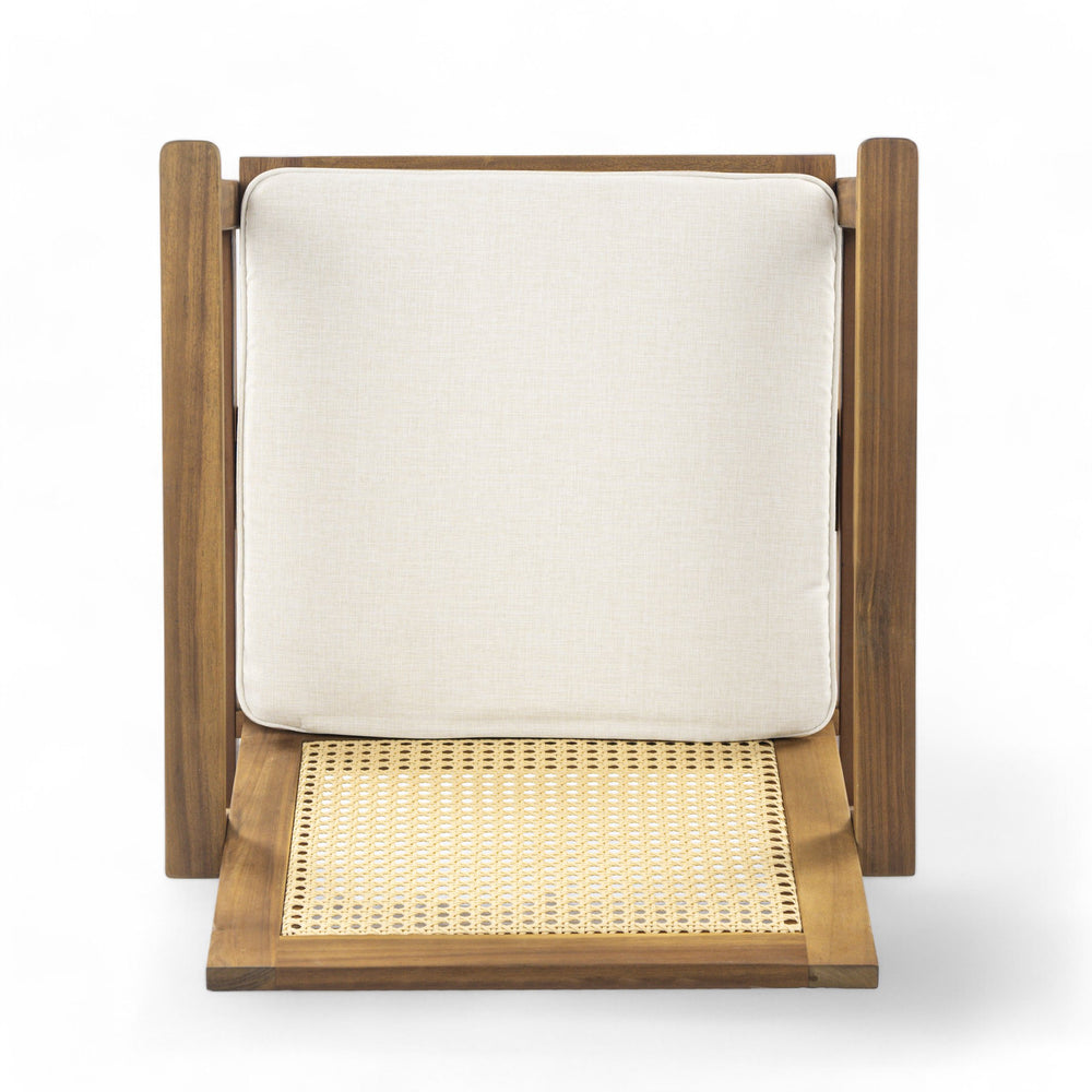 English Elm Christopher Knight Home® - Preston Acacia Outdoor 7PC Dining Set with 6 Beige Cushions, Weather‑Resistant Wood Table for Patio PRESTON7PDSET