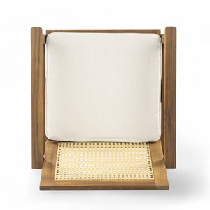 English Elm Christopher Knight Home® - Preston Acacia Outdoor 7PC Dining Set with 6 Beige Cushions, Weather‑Resistant Wood Table for Patio PRESTON7PDSET