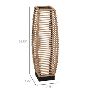 English Elm Outsunny Solar Rattan Pathway Lantern Outdoor Wicker Led Garden Light Auto Dusk Brown W2225P174046