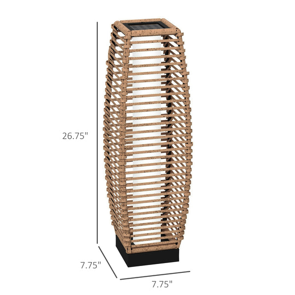 English Elm Outsunny Solar Rattan Pathway Lantern Outdoor Wicker Led Garden Light Auto Dusk Brown W2225P174046