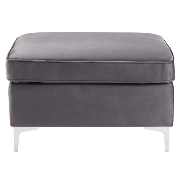 English Elm Grey Velvet Rectangle Ottoman with Pocket Coil Comfort, Faux Fur Pillows & Metal Legs for Luxe Living B062P184516