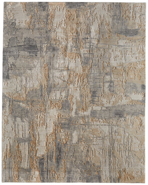 Feizy Rugs Jaxson Abstract High-low Pile Wool/Nylon Rug - Contemporary Hand-carved Design For Elegant Spaces Gray,Tan,Ivory Wool,Nylon Jxn39pwfgrymlth00