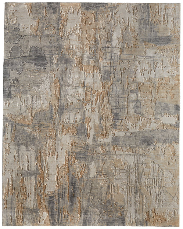 Feizy Rugs Jaxson Abstract High-low Pile Wool/Nylon Rug - Contemporary Hand-carved Design For Elegant Spaces Gray,Tan,Ivory Wool,Nylon Jxn39pwfgrymlth00