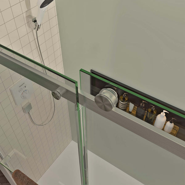 English Elm S-RM6076TN Frameless 56-60"W x 76"H Sliding Shower Door – 5/16" Tempered Glass, Quiet Rollers, Easy-Clean Finish W1865P352971