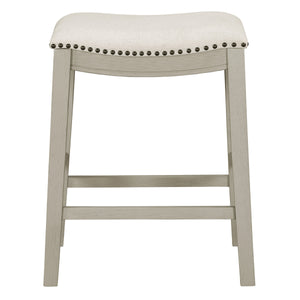 OSP Home Furnishings 24" Saddle Stool - Set of 2 Linen / White Washed