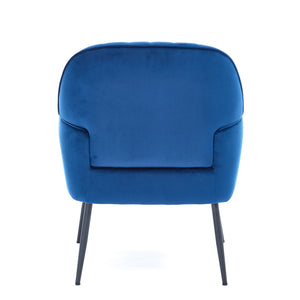 English Elm Velvet Barrel Accent Chair Tufted Shell Back with Metal Legs for Living Room Blue W5722P462510